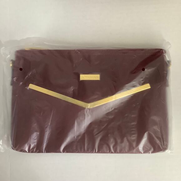 Joy & Iman Maroon Leather Matching Handbag Satchel Set with Shoulder Strap - Picture 3 of 16